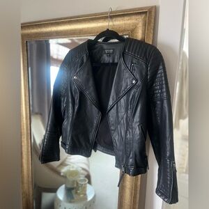 Topshop Black Leather Biker Jacket